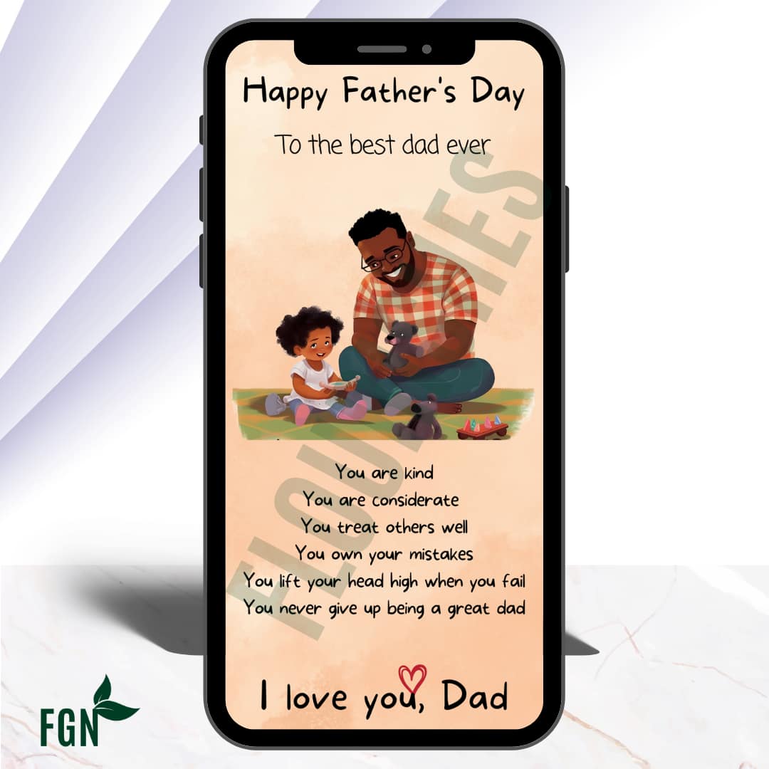 Mobile phone mockup of dad playing with young daughter on the rug