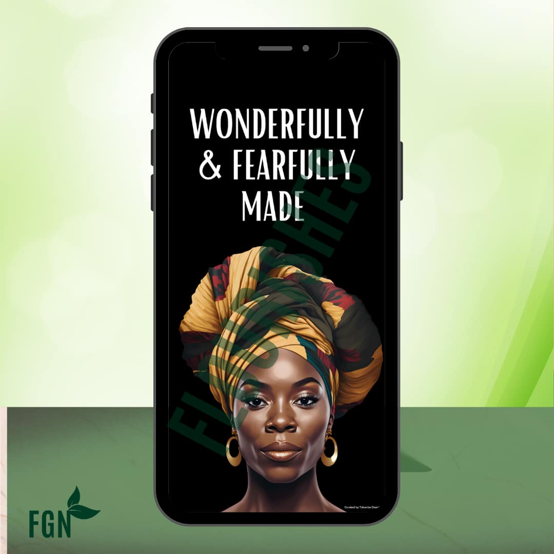 Mobile Phone mockup of black woman for screensaver