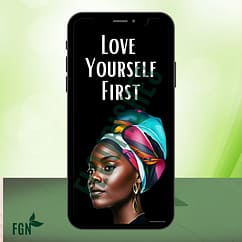 1 Mobile Phone mockup of black woman for screensaver