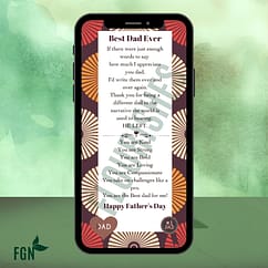 Design 25 Father's Day mobile phone message with African print background.