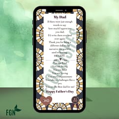 Design 26 Father's Day mobile phone message with African print background.