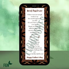 Design 5 Father's Day mobile phone message with African print background.