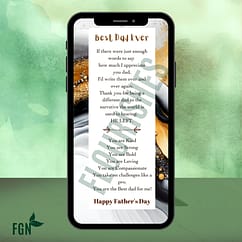 6 Father's Day mobile phone message with abstract print background.