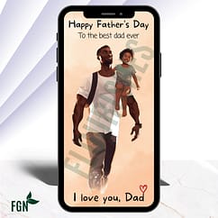 1 Mobile Phone Mockup of dad carrying child on shoulder walking