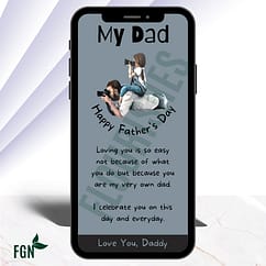 Design 10 Mobile phone mockup of dad laying down with daughter sitting on back looking through binoculars