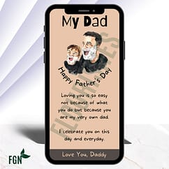 Design 11 Mobile phone mockup of dad and son laughing with shaving cream on both faces
