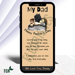 Design 12 Mobile phone mockup of dad holding two children as they lay their heads on his shoulder happily