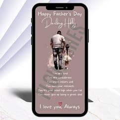 Design 20 Mobile phone mockup of dad walking away with daughter in hand.
